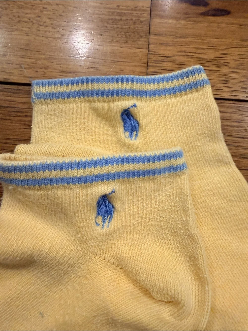 NEVER WORN Polo by Ralph Lauren Yellow Ankle Socks with Blue Trim
